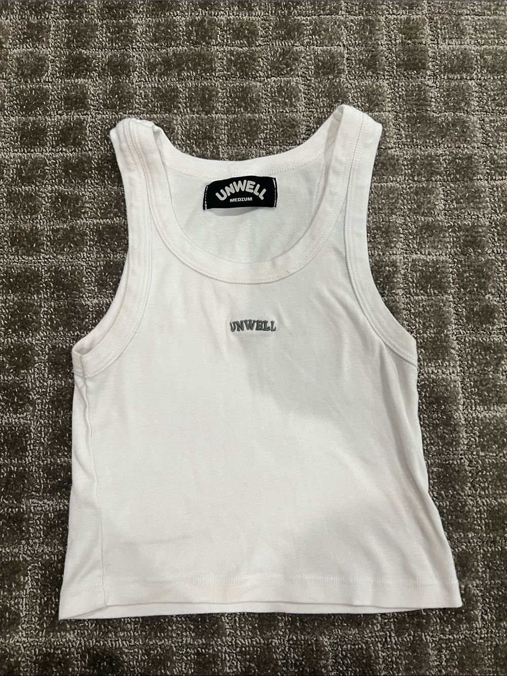 UNWELL Women's White Ribbed Tank Top - Casual Scoop Neck